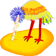 An ostrich which puts its head in the sand