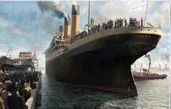 The ship Titanic at it's departure